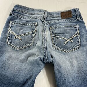 Womens BKE Kate Jeans Size 28 x 31.5 • Distressed Blue Denim Stretch • Buckle